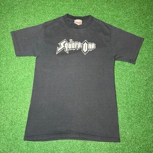 Vintage 90s Square One Grunge Punk Skater Black Small Graphic T Shirt